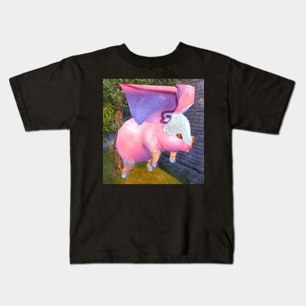 Flying pig Kids T-Shirt by foxxya